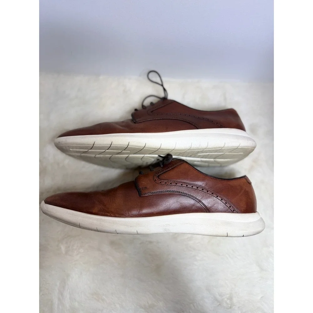 Stacy Adams Mens 9.5M Brown Leather Wingtip Oxford Dress Shoes Perforated
